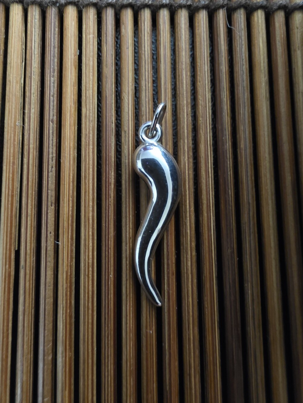 14k Italian Horn White Gold Pendant